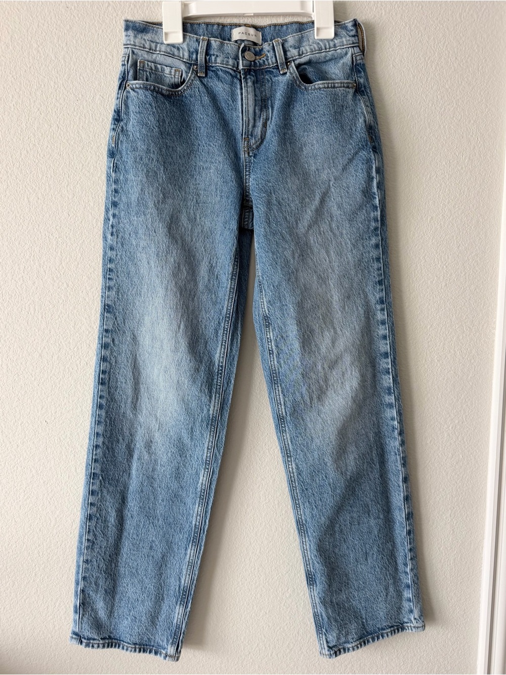 PacSun Vintage Denim Jordyn Low Rise Straight Leg Cotton Acid Light Indigo Rigid
